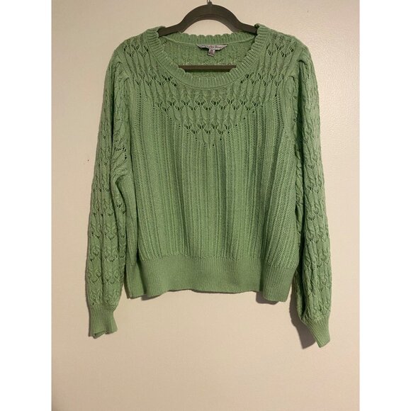 Ophelia Roe Sweaters - Ophelia Roe Womens 2X Mint Green Sweater Scalloped Detailing & Ribbed Hemline